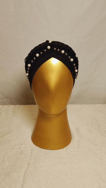 Braided Pearl Cap - Black